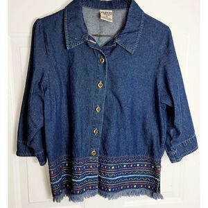 Vintage Allison Dailey‎ Petites 8P Blue Jean Jacket